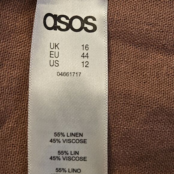 ASOS Bardot Dress Linen Viscose Dusty Pink 12 Off Shoulder Tunic - Picture 8 of 9